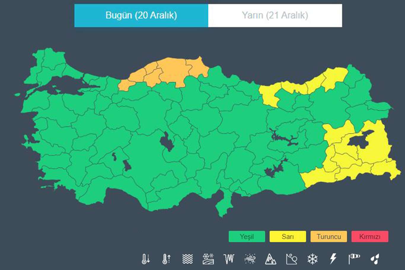 Meteorolojiden 12 il için sarı ve turuncu kodlu uyarı Meteorolojiden 12 il için sarı ve turuncu kodlu uyarı